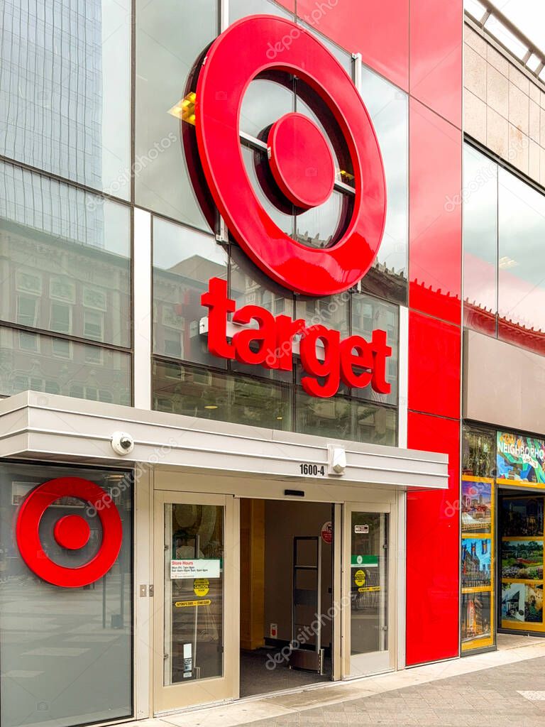 Denver, Colorado, USA - 2 June 2025: Entrance to the Target stores on 16th street in the city centre.