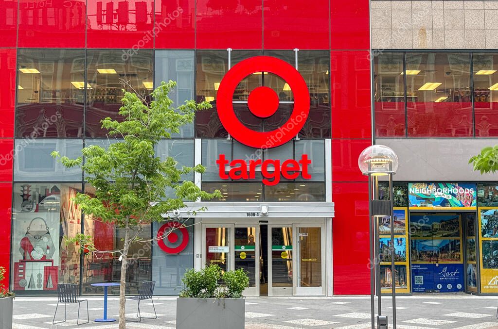 Denver, Colorado, USA - 2 June 2025: Entrance to the Target stores on 16th street in the city centre.