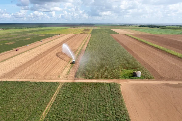 Letecký Pohled Osázená Neosázená Zemědělská Pole Zavlažování Homestaed Floridě Letních — Stock fotografie