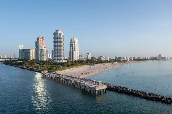 Vista Aérea South Beach South Pointe Park Miami Beach Florida — Foto de Stock