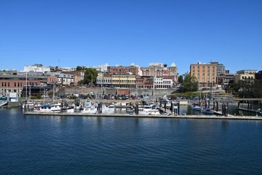 Victoria, British Columbia - 2 Ağustos 2023 - Victoria Limanı sakin güneşli yaz gününde.