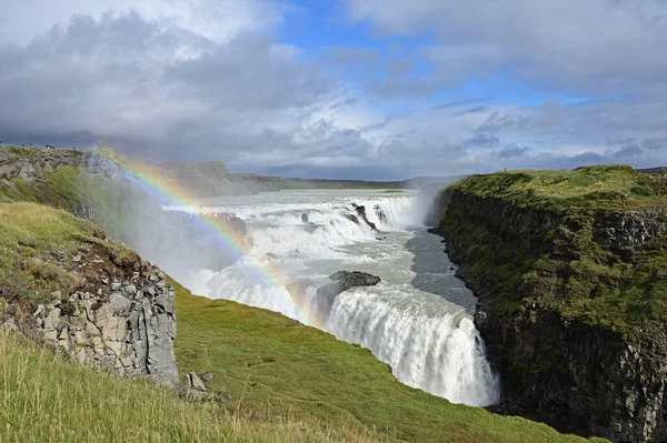 Gullfoss Golden Falls Στη Διαδρομή Golden Circle Της Ισλανδίας Κοντά — Φωτογραφία Αρχείου