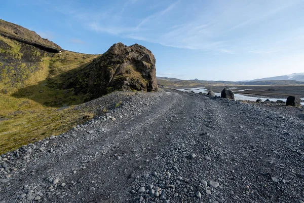 Rugged Dirt Lava Road Fjallabak Nature Reserve Iceland Highlands Sunny — Stock fotografie