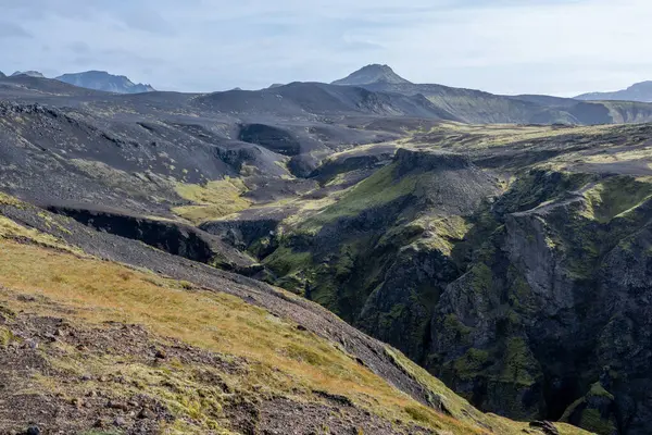 Kanion Markarfjotsgljufur Rezerwacie Przyrody Fjallabak Islandii Słoneczny Jesienny Poranek — Zdjęcie stockowe