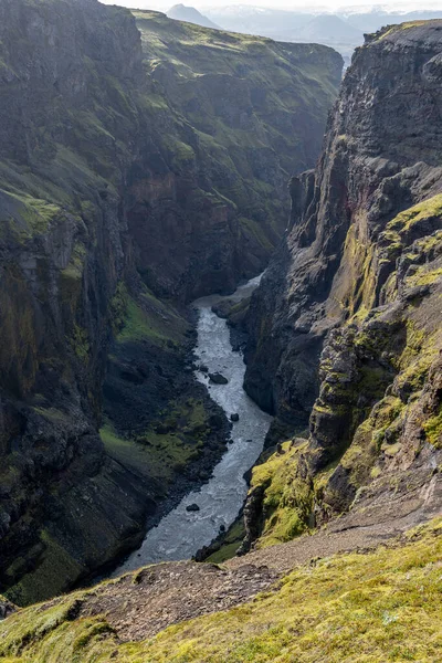 Kanion Markarfjotsgljufur Rezerwacie Przyrody Fjallabak Islandii Słoneczny Jesienny Poranek — Zdjęcie stockowe