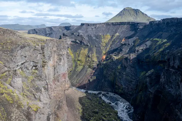 Markarfjotsgljufur Kanyon Fjallabak Természetvédelmi Terület Izlandon Hegyvidéki Napsütéses Őszi Reggelen — Stock Fotó