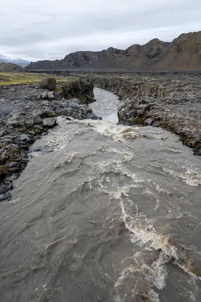 Innri Emstrua Ποταμός Και Καταρράκτης Στο Fjallabak Nature Reserve Στα — Φωτογραφία Αρχείου
