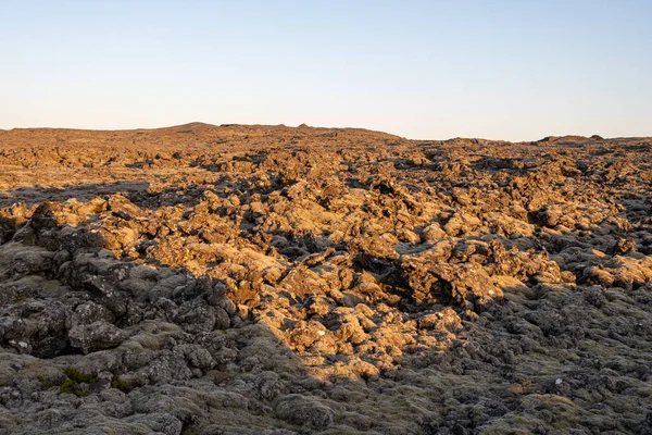 Expansive Moss Covered Lava Field Reyjavik Iceland Clear Sunny Afternoon Royalty Free Stock Photos