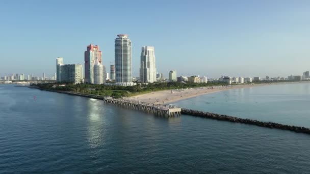 Video Aereo Miami Beach Florida Sulla Chiara Mattina Estate Soleggiata — Video Stock