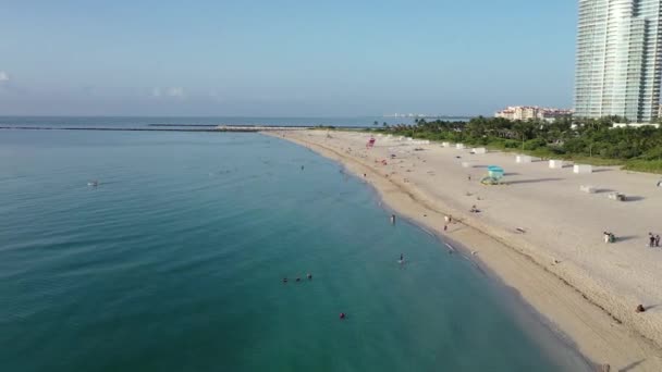 Aerial Video Miami Beach Florida Clear Sunny Summer Morning Sunrise — Stock Video