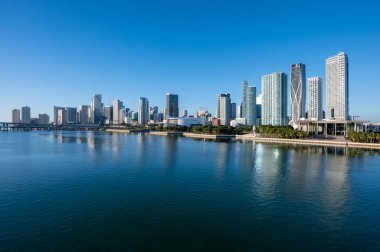 Miami, Florida şehri güneşli bir Aralık sabahı Biscayne Körfezi 'nin sakin sularına yansıdı..
