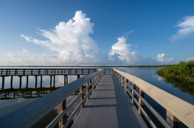 Batı Gölü üzerindeki dramatik yaz sabahı bulutları ve Everglades Ulusal Parkı, Florida.