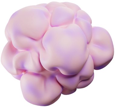 3D şişirilmiş soyut şekil çizimi. Kabarık pembe nesne tasarımı. 