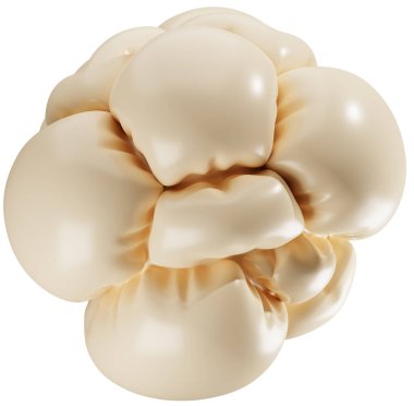 3D şişirilmiş soyut şekil çizimi. Kabarık bej nesne tasarımı. 