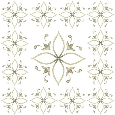 Sarı süslemeli suluboya fayanslar resimli, Azulejos fayans klipsi, çiçek kompozisyonu