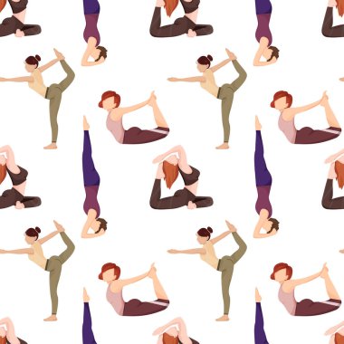 Grafik yoga kusursuz bir kalıp oluşturuyor, Meditasyon ve Yoga tekrar eden kağıt çizimi