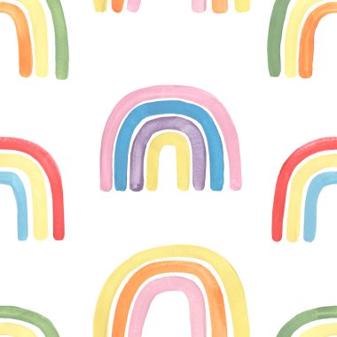 Akrilik renkli gökkuşağı kusursuz desen, narin el boyalı gökkuşağı tekrarlayan kağıt, çocuklar tekstil