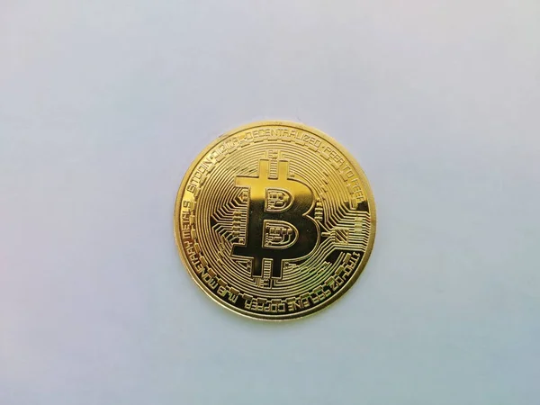 Símbolo Primeira Criptomoeda Bitcoin — Fotografia de Stock