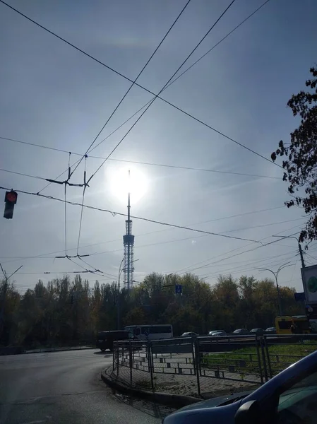 Kiev Ucrânia Outubro 2022 Eclipse Solar Torre — Fotografia de Stock