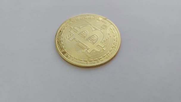 Símbolo Del Primer Bitcoin Criptomoneda — Vídeos de Stock