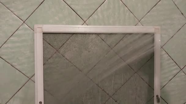 Washing Mosquito Net Shower — Stock Video