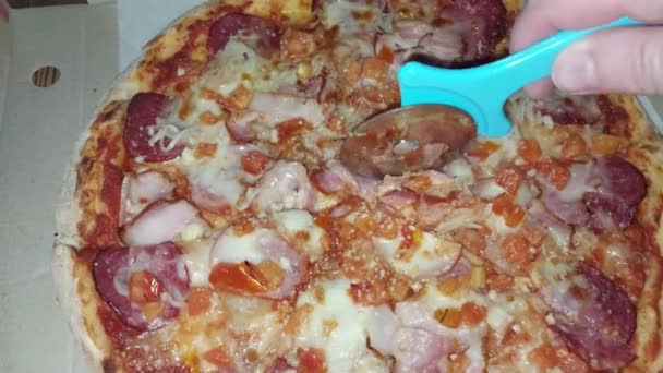 Coupe Pizza Avec Couteau Rond Spécial — Video