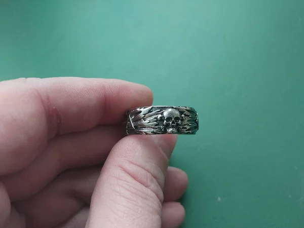 Men's metal ring with a the skull