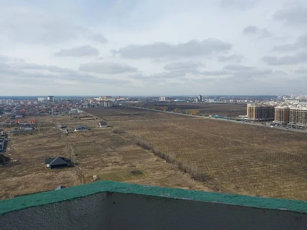 Panorama Van Stad Vanaf Hoogte Van Een Gebouw Met Meerdere — Stockfoto