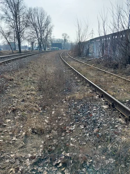 Kyiv Ukraine March 2023 Railway Located Industrial Zone City — Stock Photo, Image