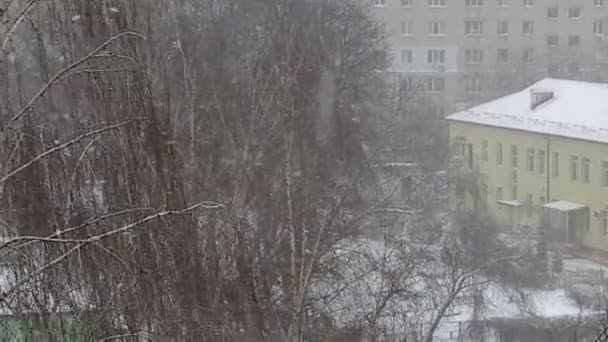 Zăpadă Primăvară Oraș — Videoclip de stoc