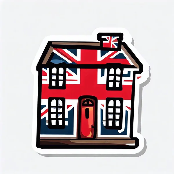 Sticker Traditional House Concept Flat Illustration — Stock Photo, Image