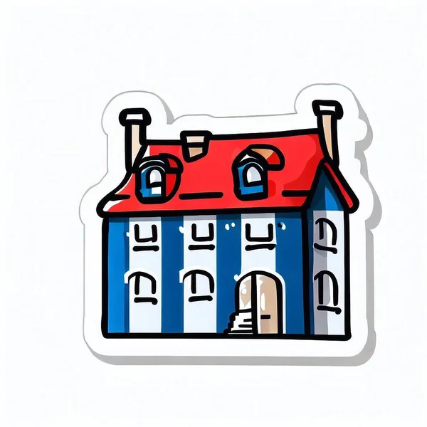 Sticker Concept Maison Traditionnelle Plat Illustration — Photo