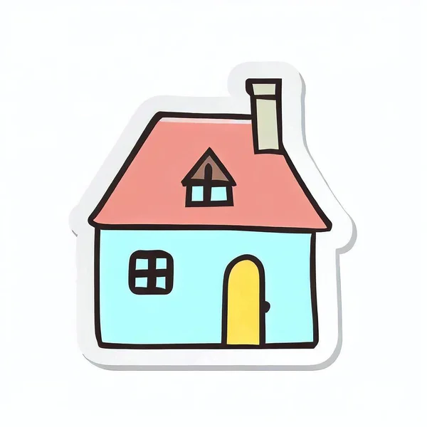 Sticker Van Een Traditioneel Huisconcept Plat Illustratie — Stockfoto