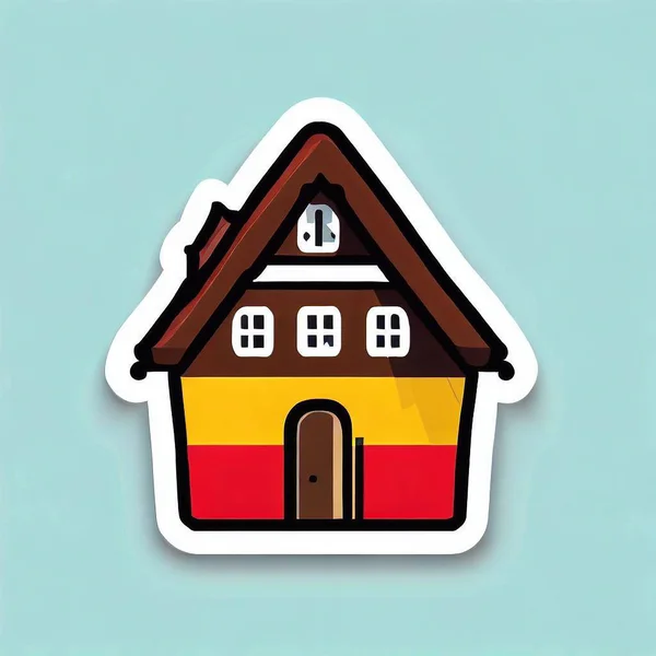 Sticker Concept Maison Traditionnelle Plat Illustration — Photo