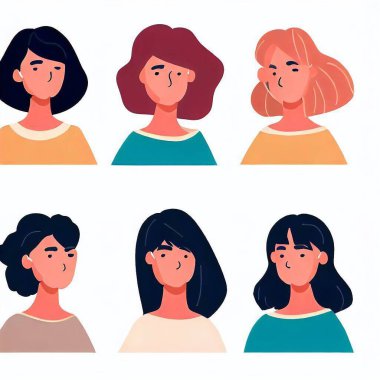 Sosyal ağ için kadın avatarının portreleri