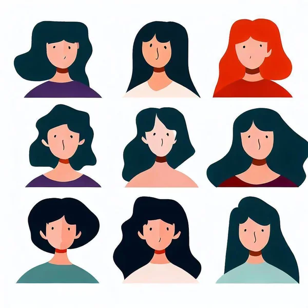 Retratos Avatar Mulheres Uma Rede Social — Fotografia de Stock