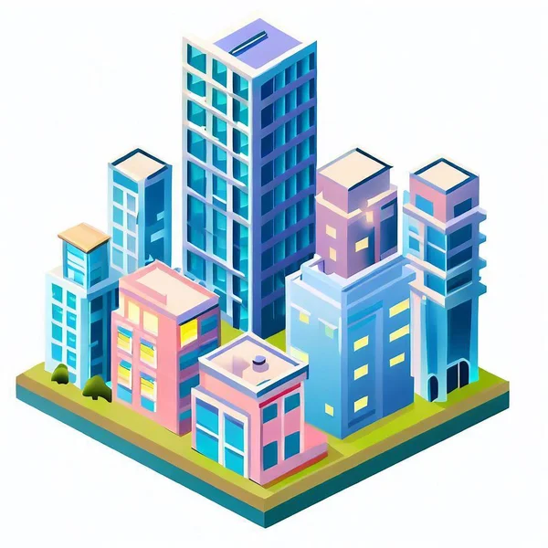 City Building Isometriska Begreppet Illustration — Stockfoto