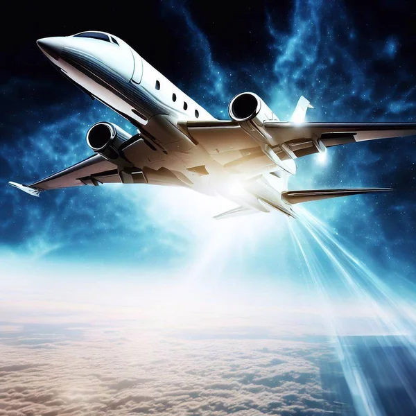 Uçan Jeti Gökyüzünde Uçuyor — Stok fotoğraf
