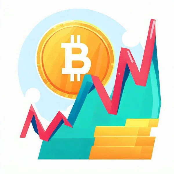 Bitcoin Exchange Rate Growing Chart — Stock Photo, Image