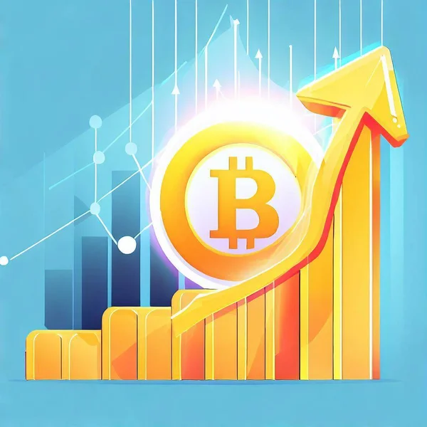 Bitcoin Taxa Câmbio Gráfico Crescimento — Fotografia de Stock