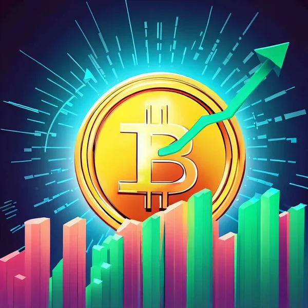 Směnný Kurz Bitcoinu Rostoucí Graf — Stock fotografie