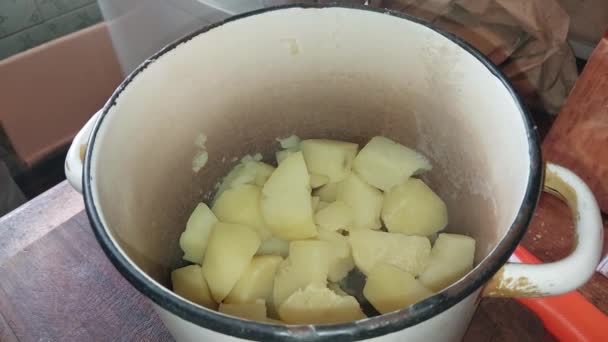 マッシュポテトとジャガイモを作る — ストック動画