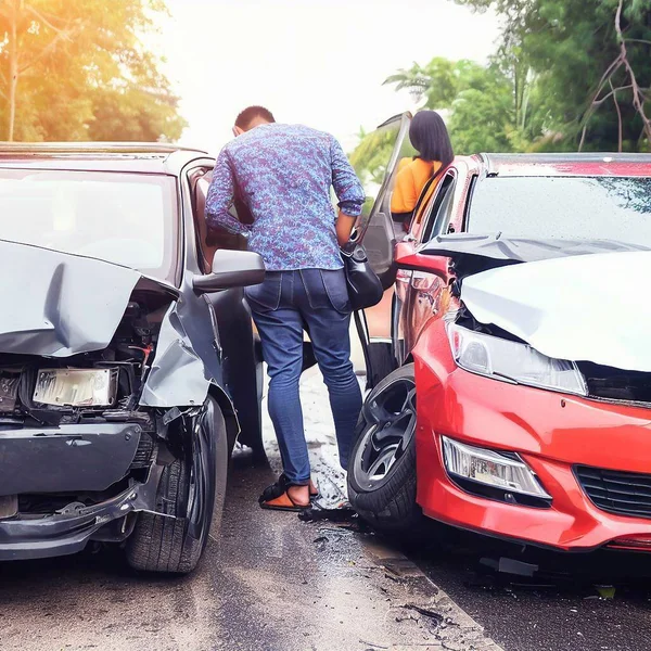 Car Accident Ensuring Safety Yourself Other Road Users — Stock Photo, Image