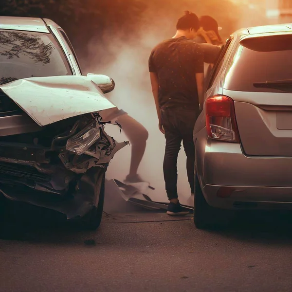 Wypadek Samochodowy Zapewnienie Bezpieczeństwa Dla Siebie Innych Dróg Użytkowników — Zdjęcie stockowe