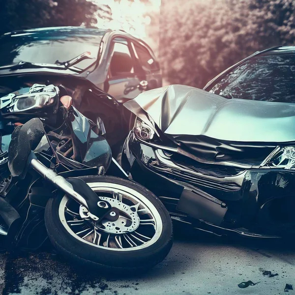 Acidente Carro Garantindo Segurança Para Para Outros Rodoviários Usuários — Fotografia de Stock