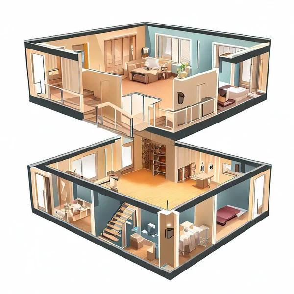 Duplex Tata Letak Sebuah Apartemen Sebuah Rumah Perumahan — Stok Foto