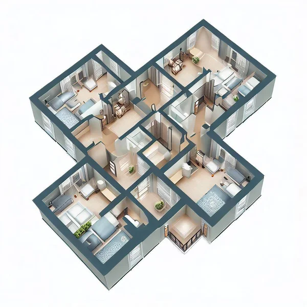 Duplex Layout Lägenhet Ett Bostadshus Stockbild