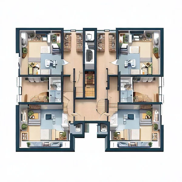 Duplex Layout Lägenhet Ett Bostadshus Stockfoto