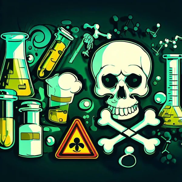 Zehirli Maddeler Üzerinde Çalışan Ilacın Toksikoloji Çizimi — Stok fotoğraf