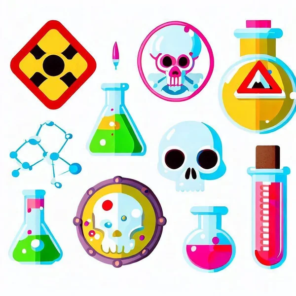 Toxicologie Illustratie Set Tak Van Het Geneesmiddel Dat Giftige Stoffen — Stockfoto